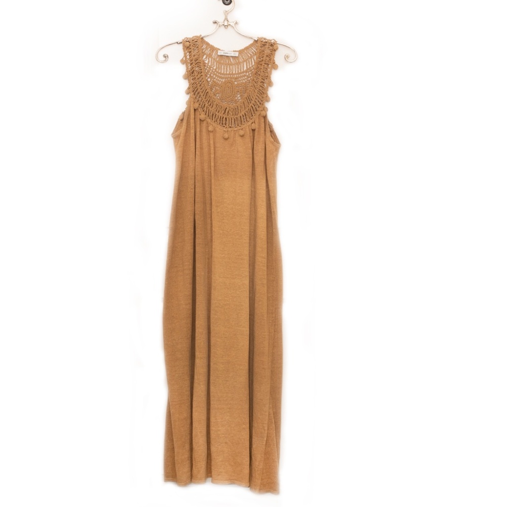 NWOT Zara Brown Sleeveless Long Knit Dress Size M